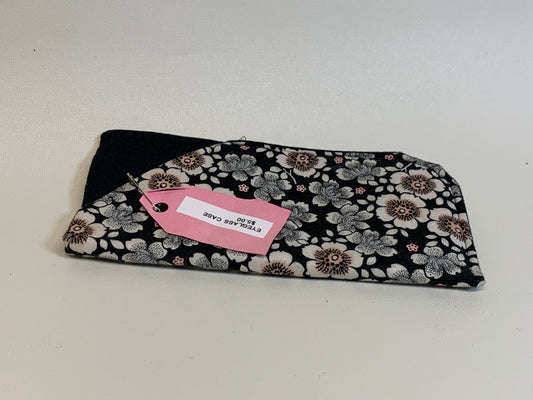 Eyeglass Case - Black with white flowers