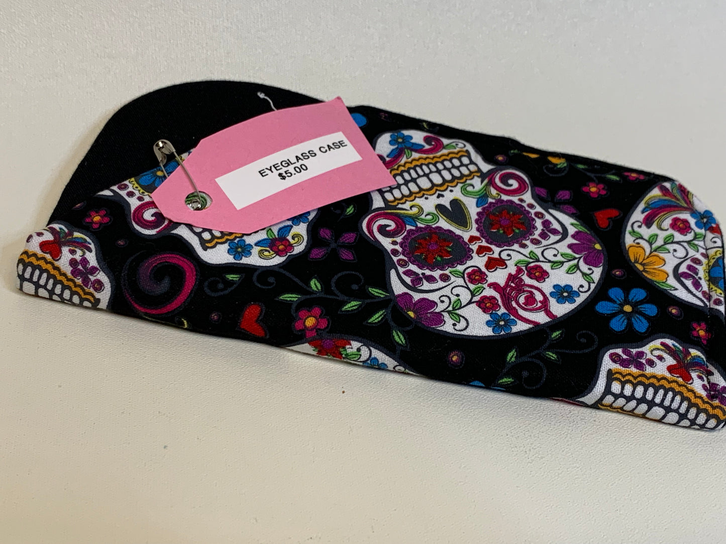 Eyeglass Case - Black with white skulls
