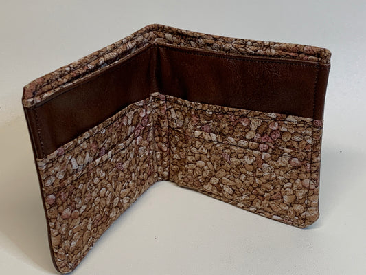 Bi-fold Wallet - Brown (vinyl) and tan stones inside