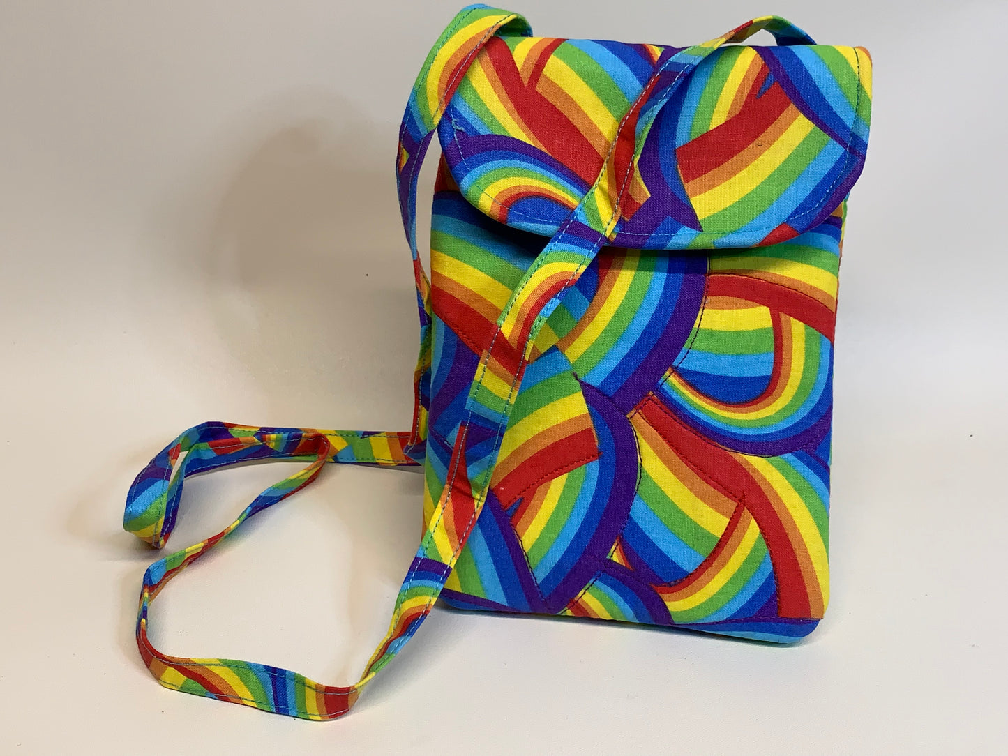 Small Crossbody Purse / Cell Phone Bag - Rainbows. 5"W x 7"H (Copy)