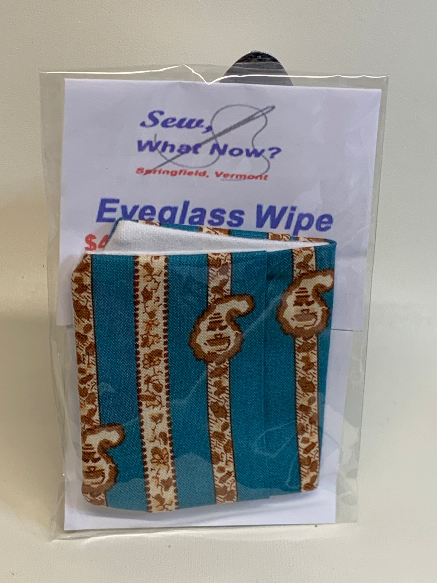 Eyeglass Wipe - green stripes with gold and white stripes