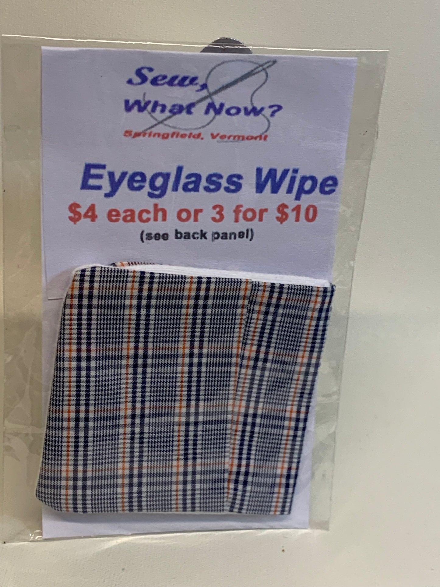 Eyeglass Wipe -Navy/red/tan plaid