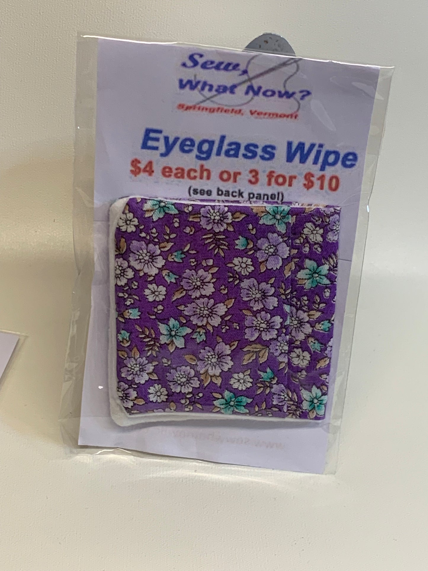Eyeglass Wipe -Purple with flowers