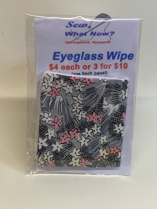 Eyeglass Wipe -Grey with white and pink flowers