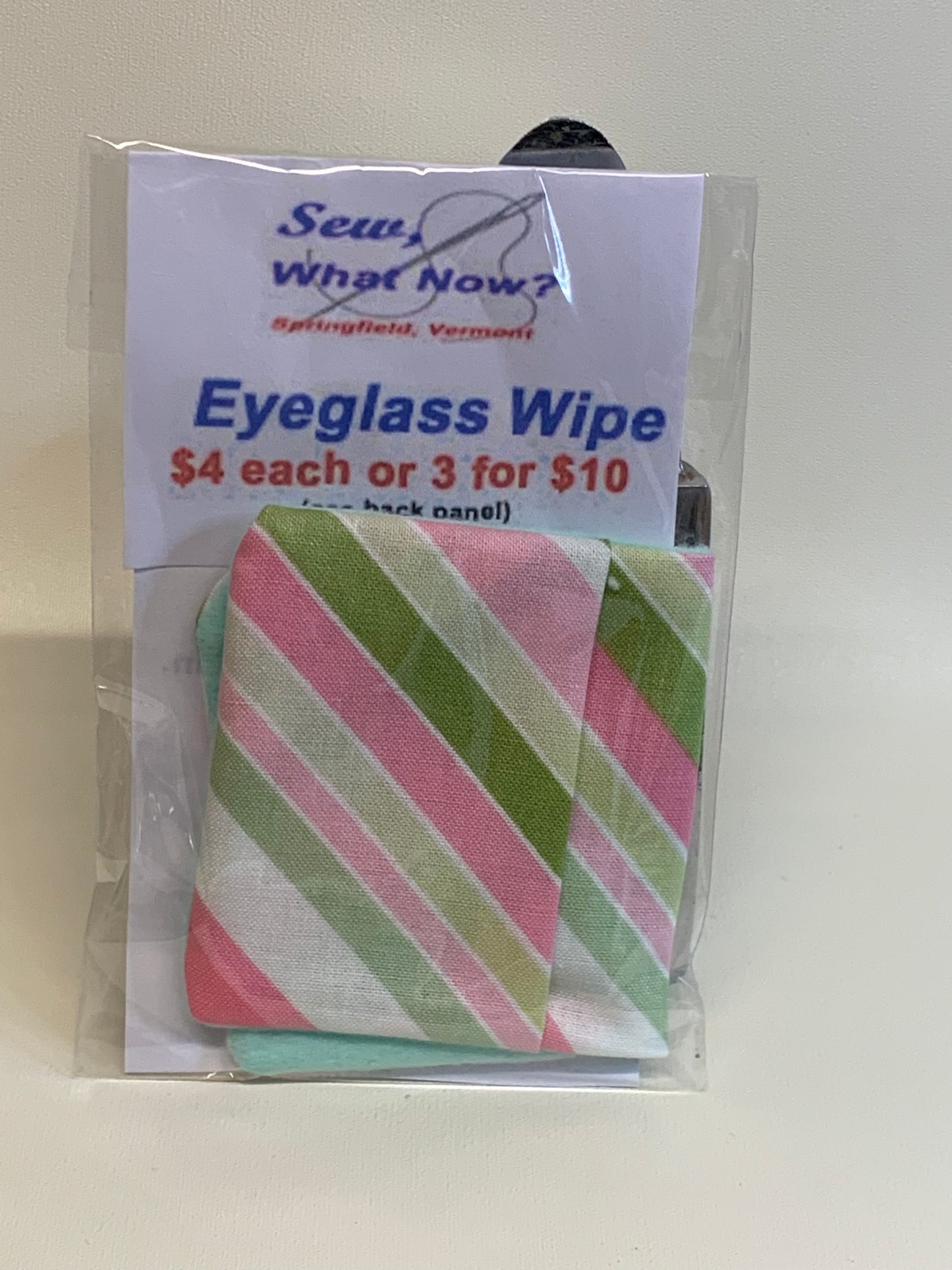 Eyeglass Wipe -Pink/Green/white stripes