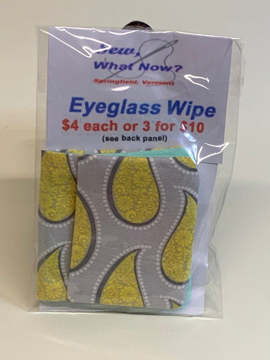Eyeglass Wipe -Grey with yellow teardrops