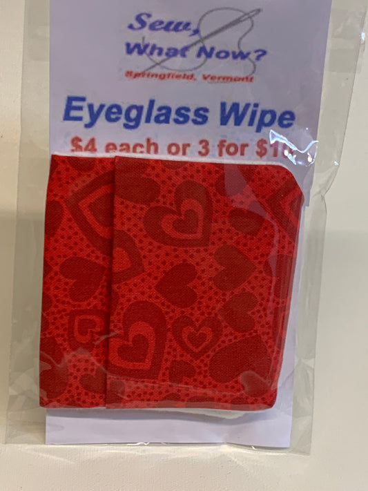 Eyeglass Wipe -Red with hearts