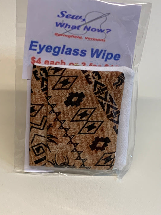 Eyeglass Wipe -Tan and black geometrics