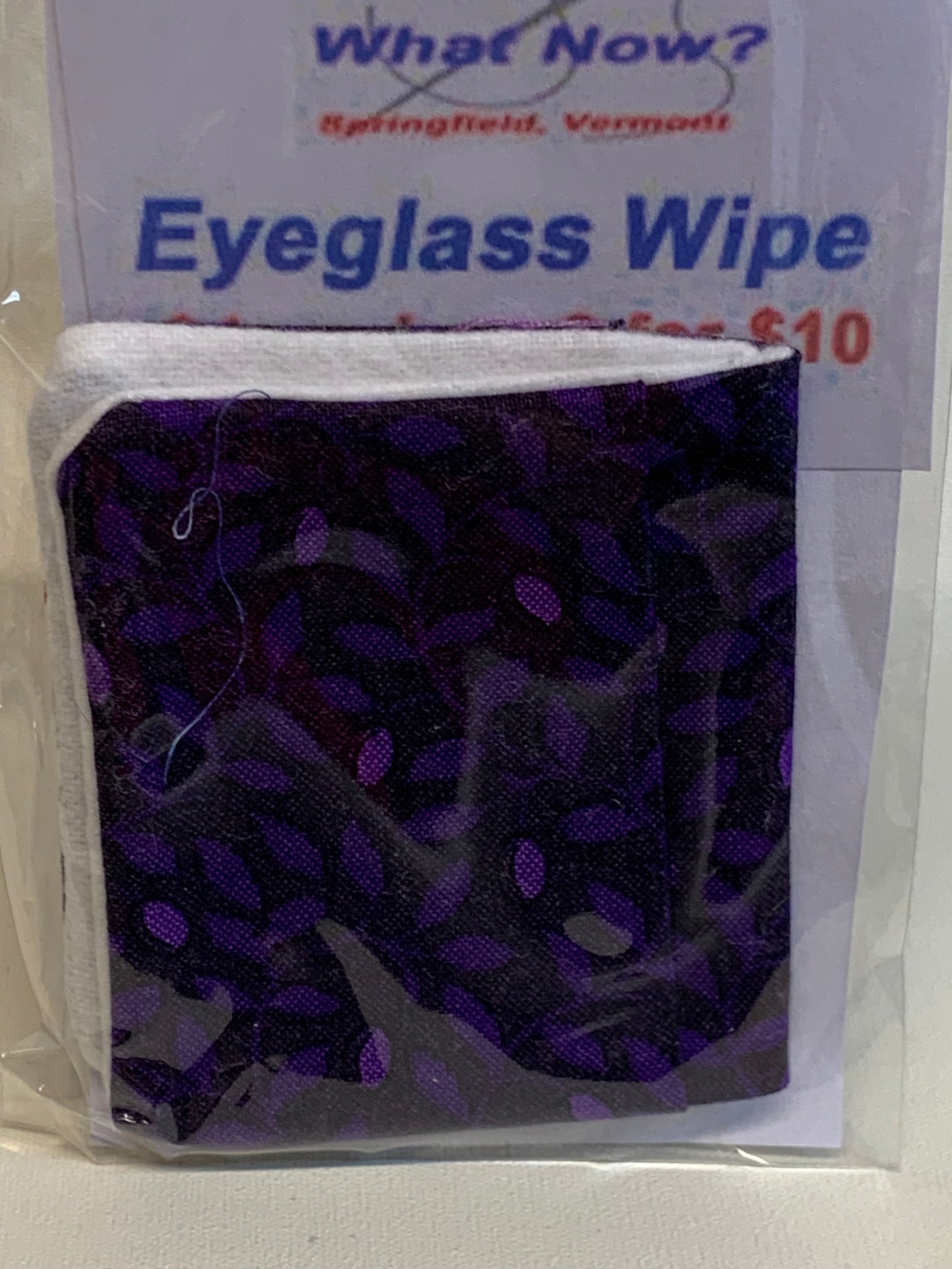 Eyeglass Wipe -Dark purple with leaves