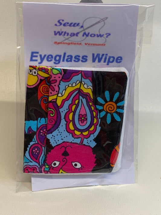 Eyeglass Wipe -Black with multicolor cats