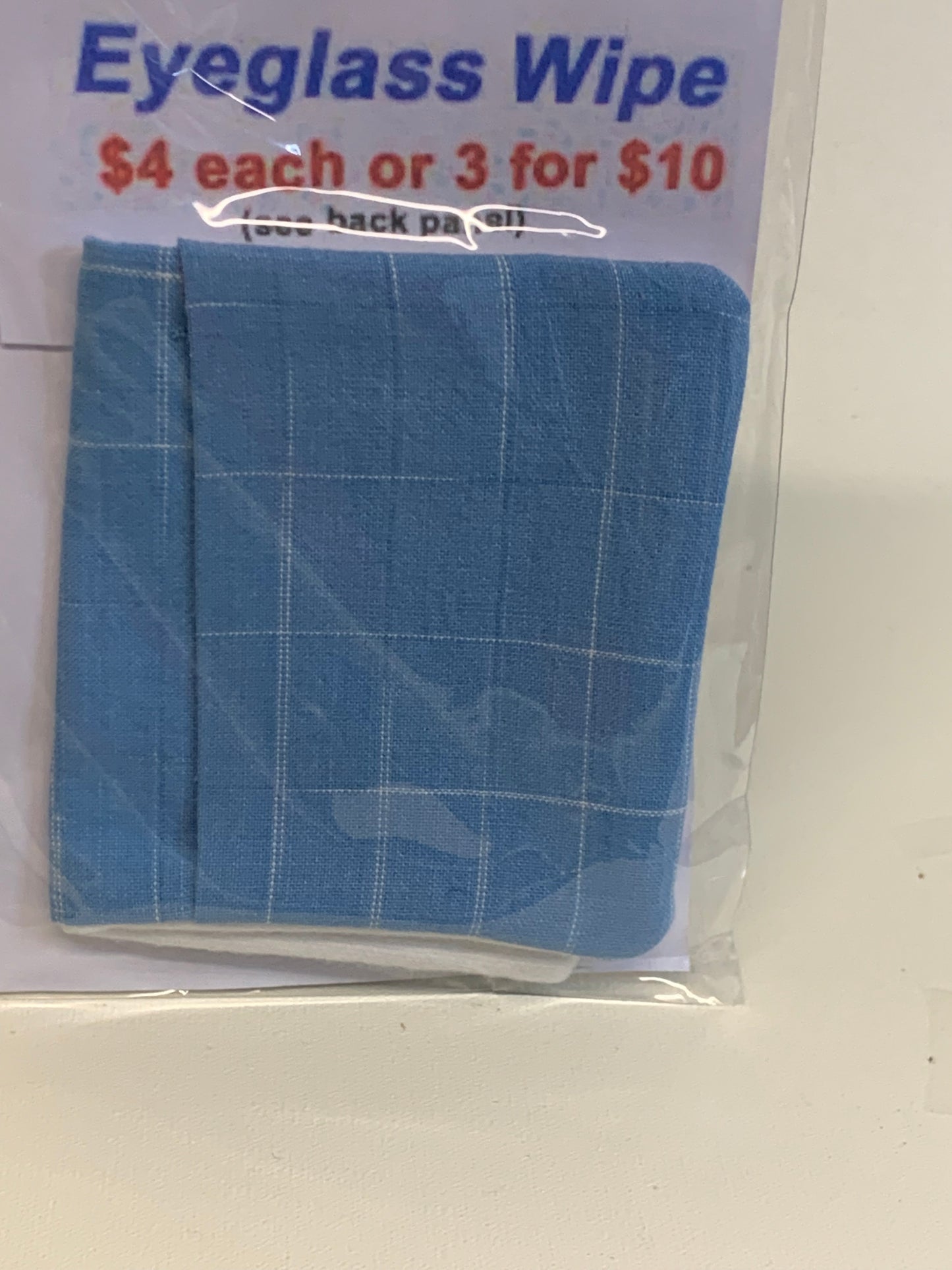 Eyeglass Wipe -Light blue plaid