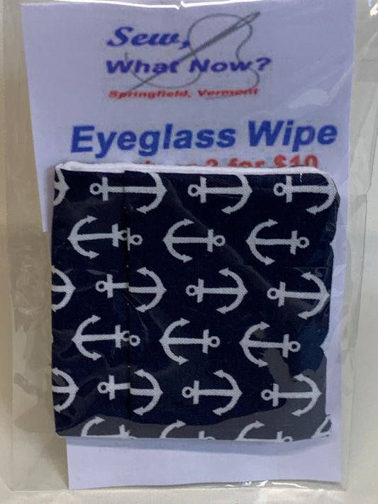 Eyeglass Wipe - Navy with white anchors