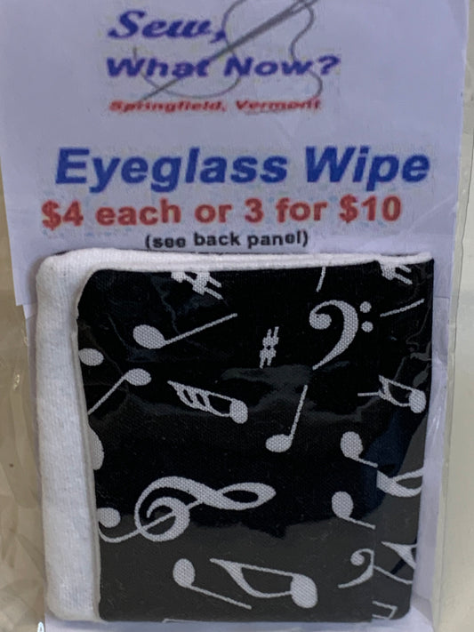 Eyeglass Wipe - Black with white music notes