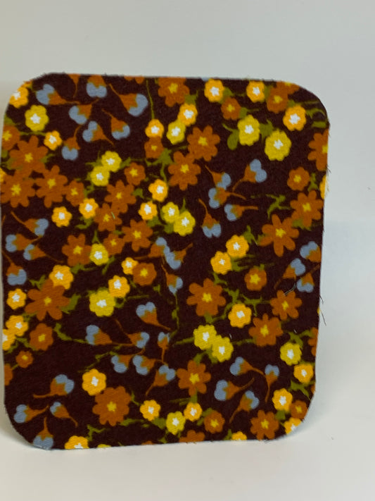 Mouse Pad - 7" x 8" - Brown with flowers