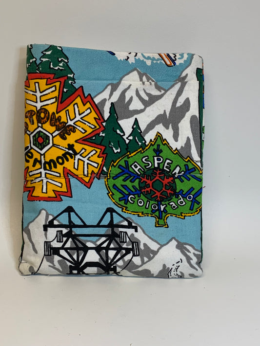 Book / Tablet Sleave - Ski Themed - 10 1/2" x 8 1/2" with two outside pockets