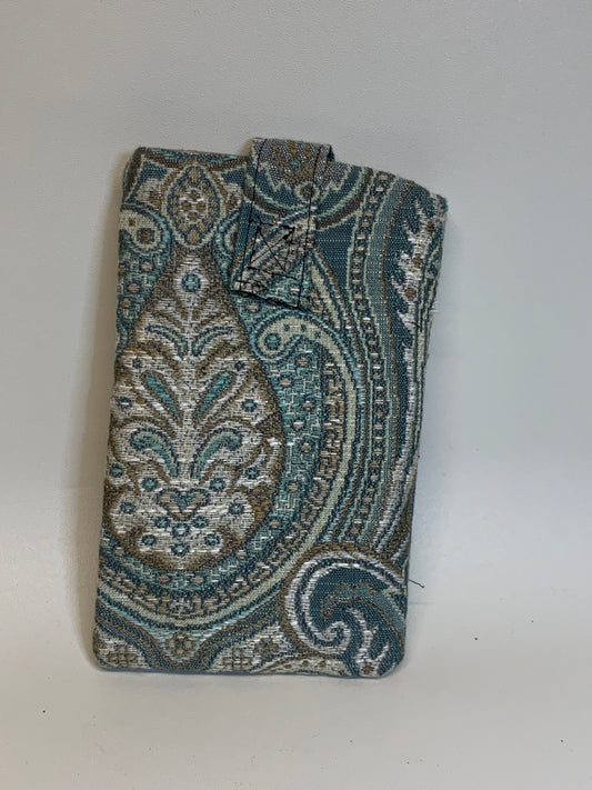 Book / Tablet Sleave - Green/gold/tan pattern - 8 1/2" x 5" with Velcro closure