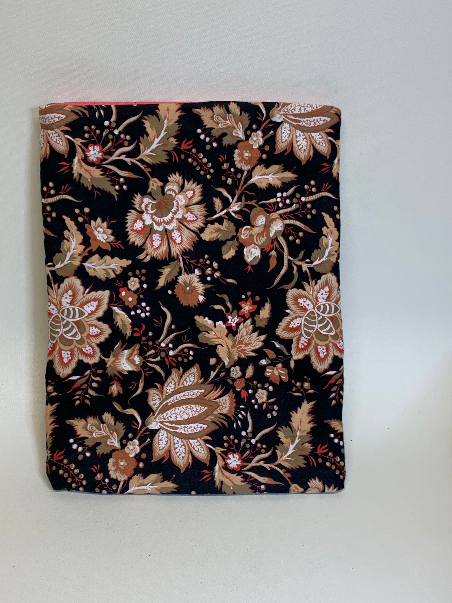 Book / Tablet Sleave - Black with flowers - 9" x 7"