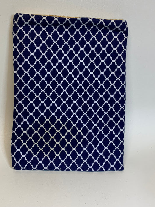 Book / Tablet Sleave - Navy and white geometric - 9 3/4" x 7 1/4"