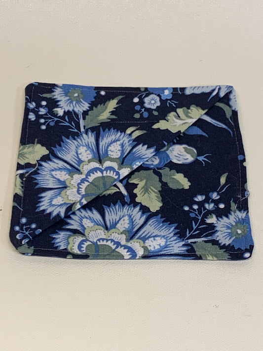 Corner Bookmark - Navy blue with flowers
