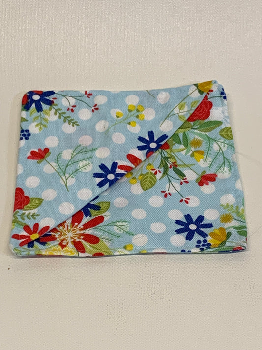 Corner Bookmark - Light blue and flowers