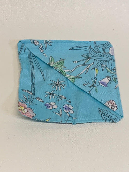 Corner Bookmark - Light blue with flowers