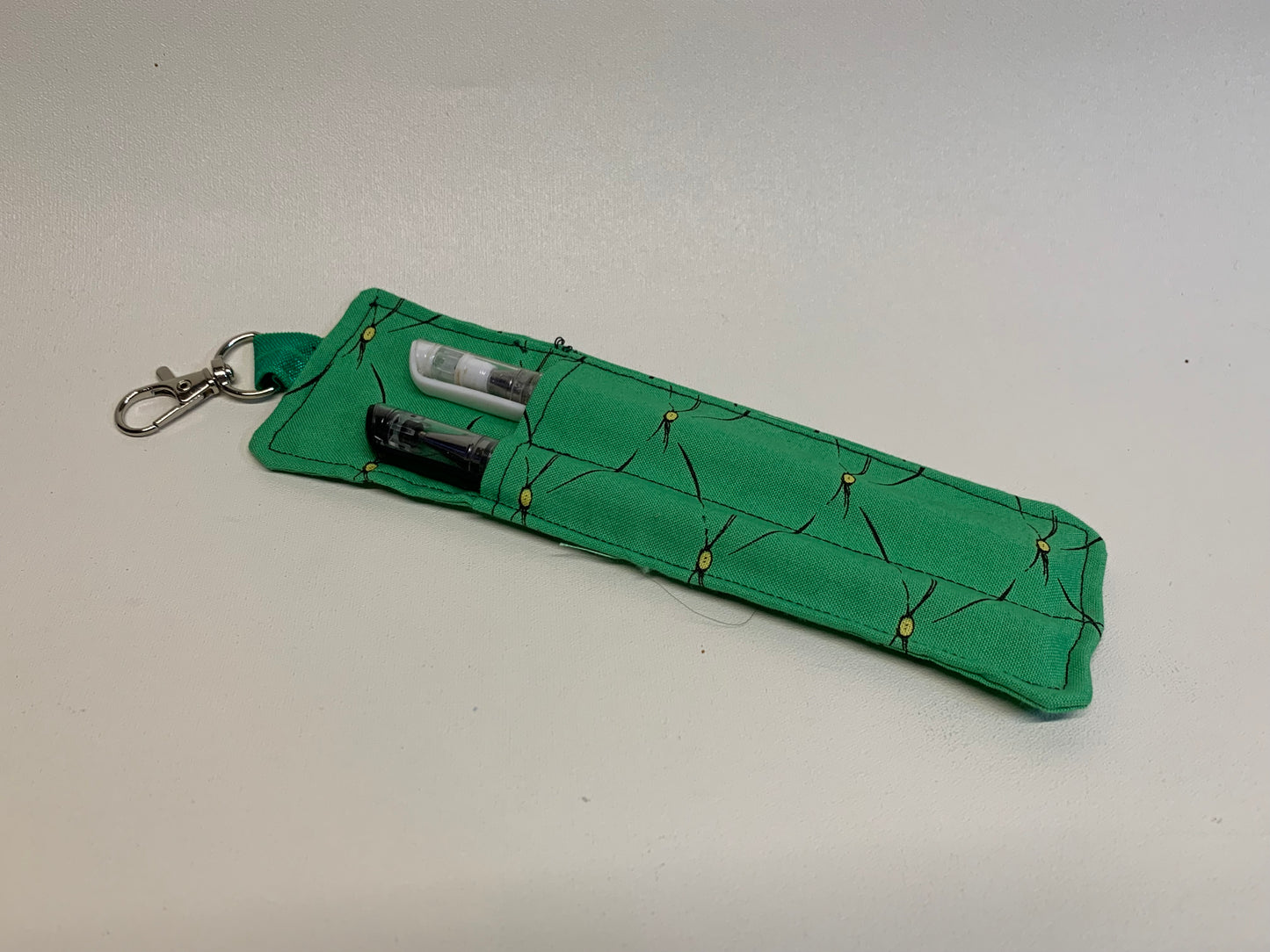 Pen Holder - holds two pens - Grinch - Green - with clip