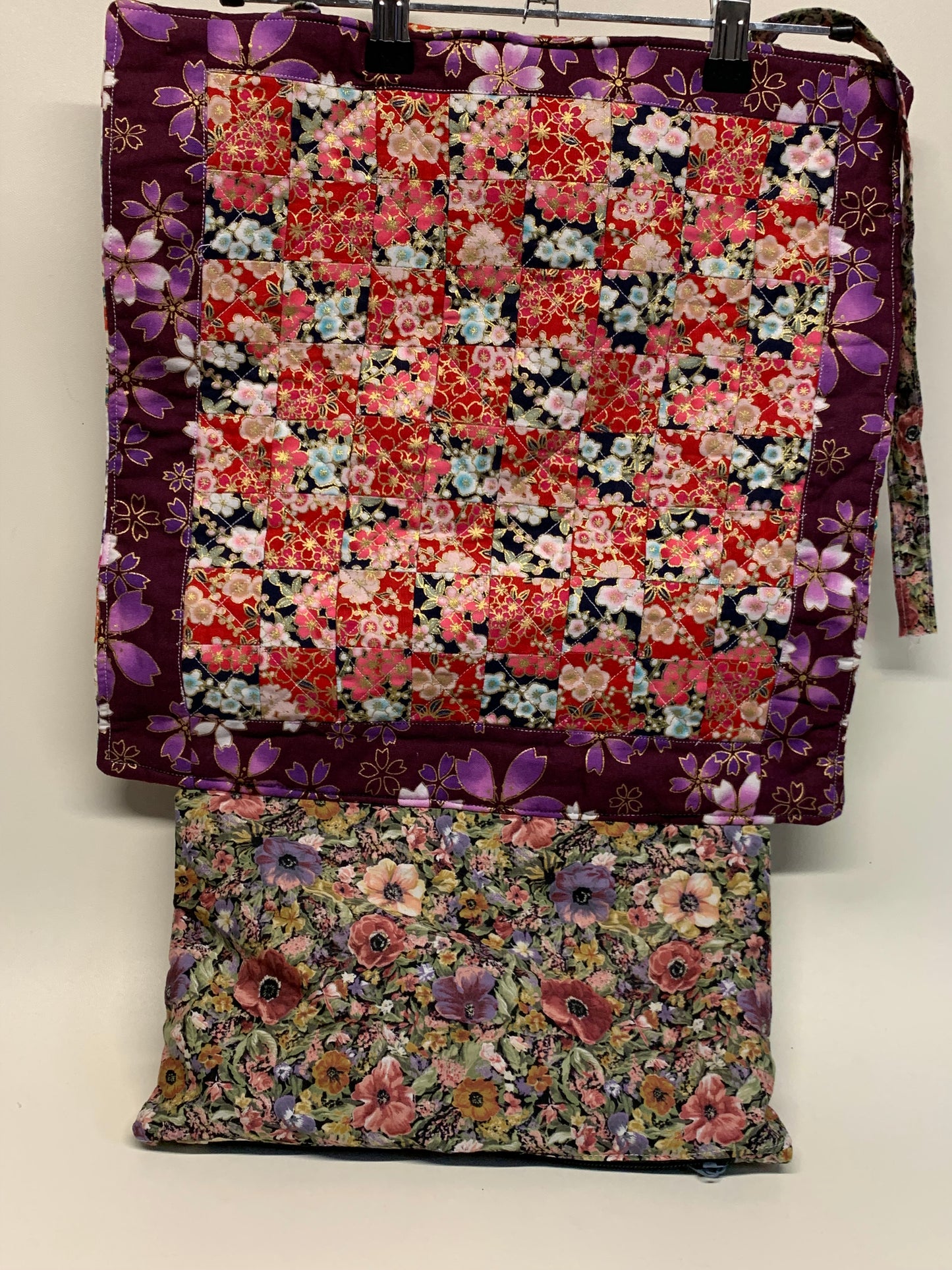 Travel Game Set - Purple/Red/Black florals (Chess/TicTacToe) with playing pieces