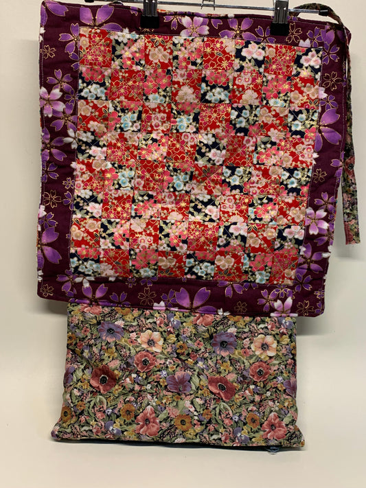 Travel Game Set - Purple/Red/Black florals (Chess/TicTacToe) with playing pieces
