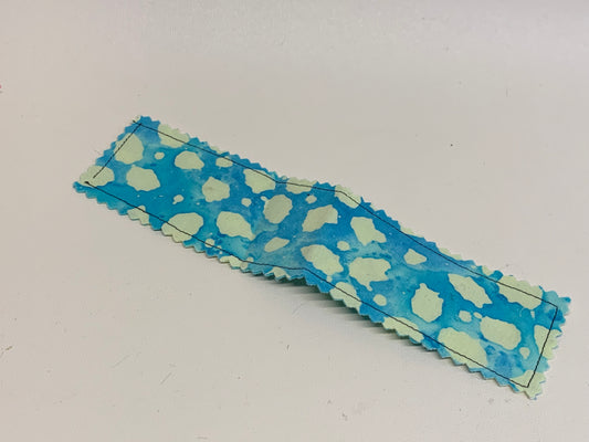 Traditional Bookmark -Light blue and beige batik