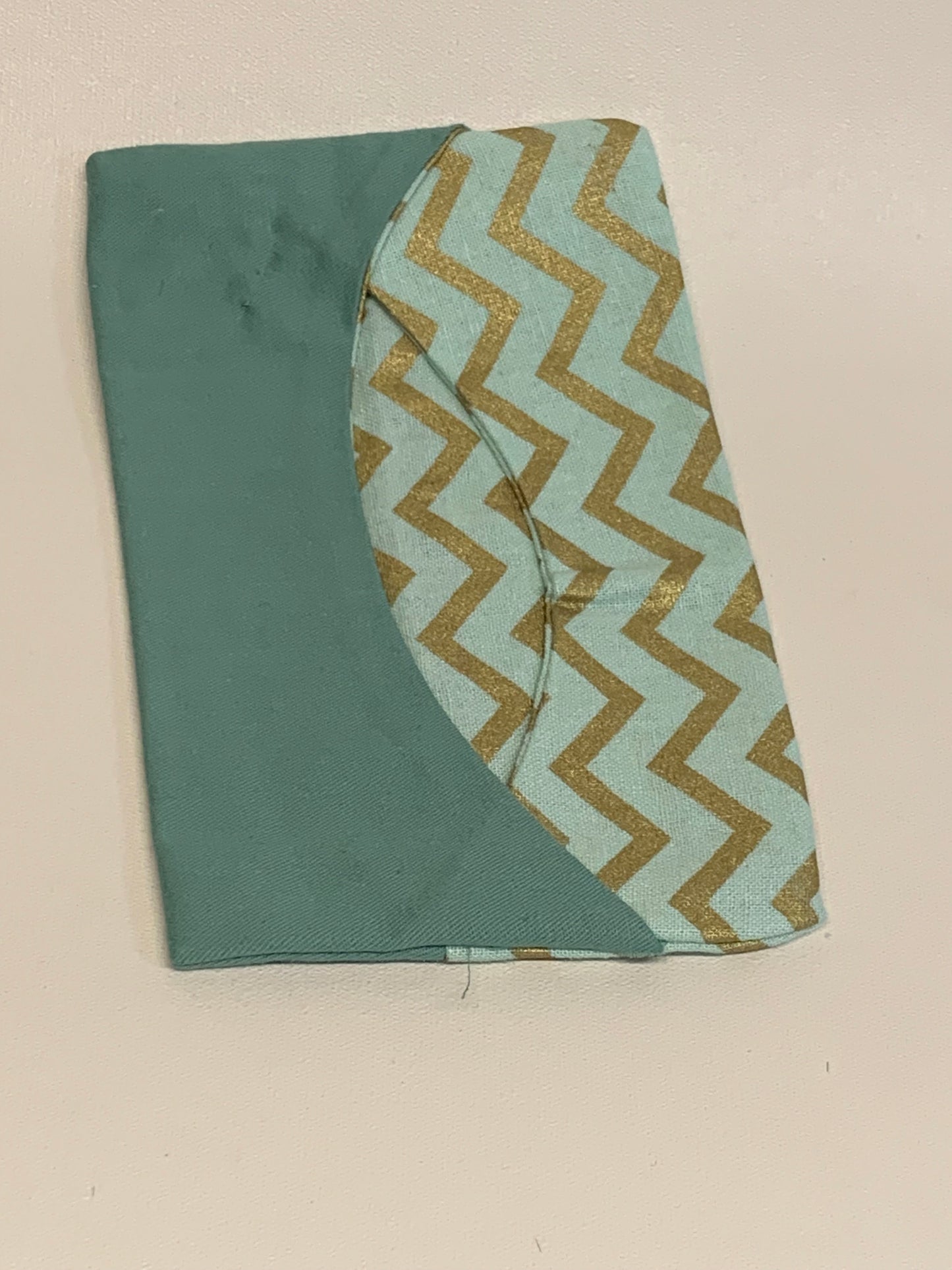 Pocket Size Tissue Holder - Sage green with gold zig zags