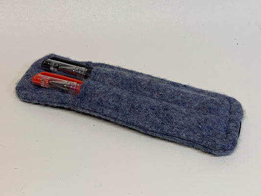 Pen Holder - holds two pens - Grey felt - with elastic band
