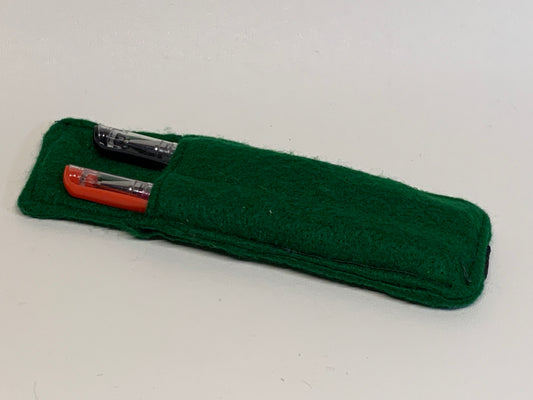 Pen Holder - holds two pens - green felt - with elastic band