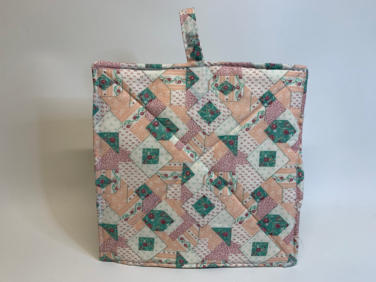 Potholder -Peach/Tan/Green Geometric