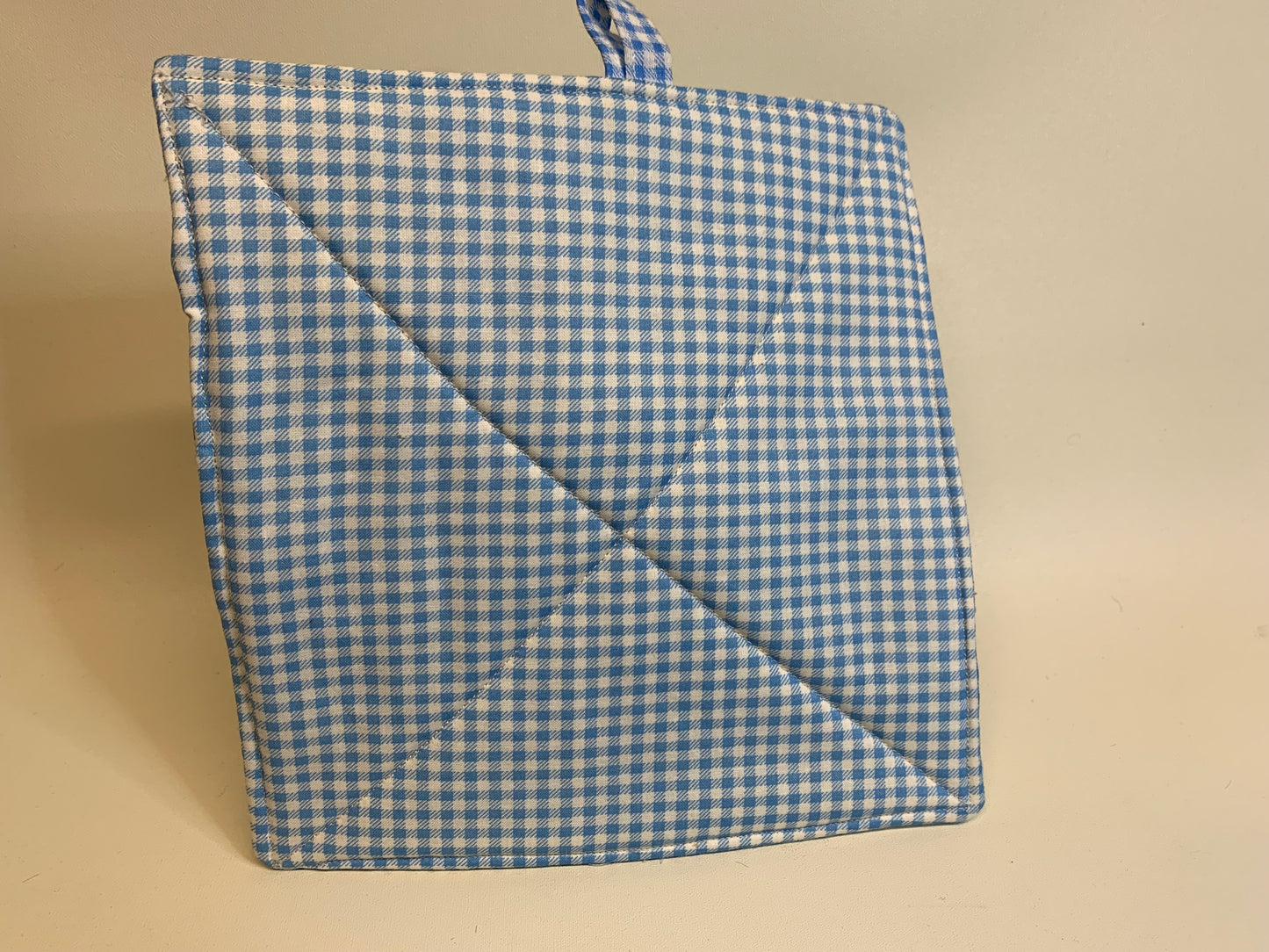 Potholder - Blue and white plaid