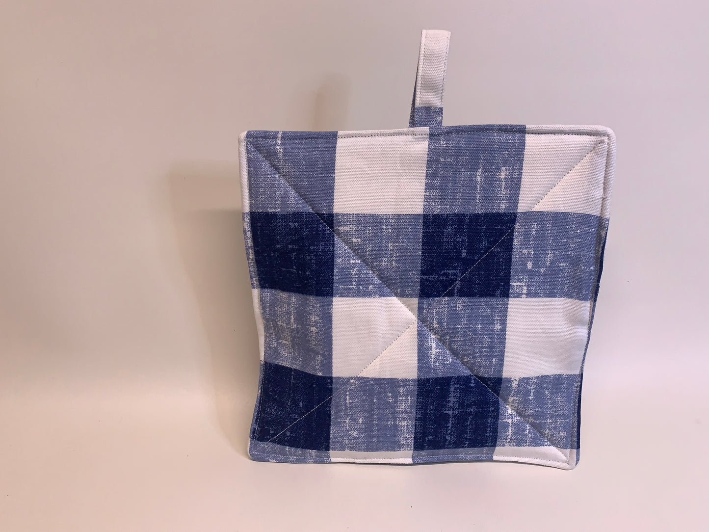 Potholder -Blue and white plaid