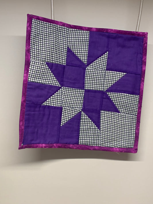 Centerpiece Mat - Purple and plaid   16" x 16"