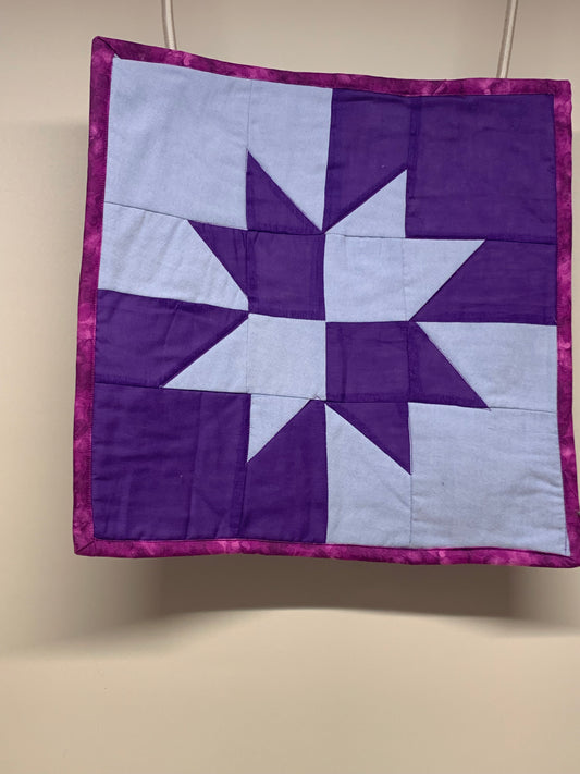 Centerpiece Mat - Purple and blue geometric   16.5" x 16.5"