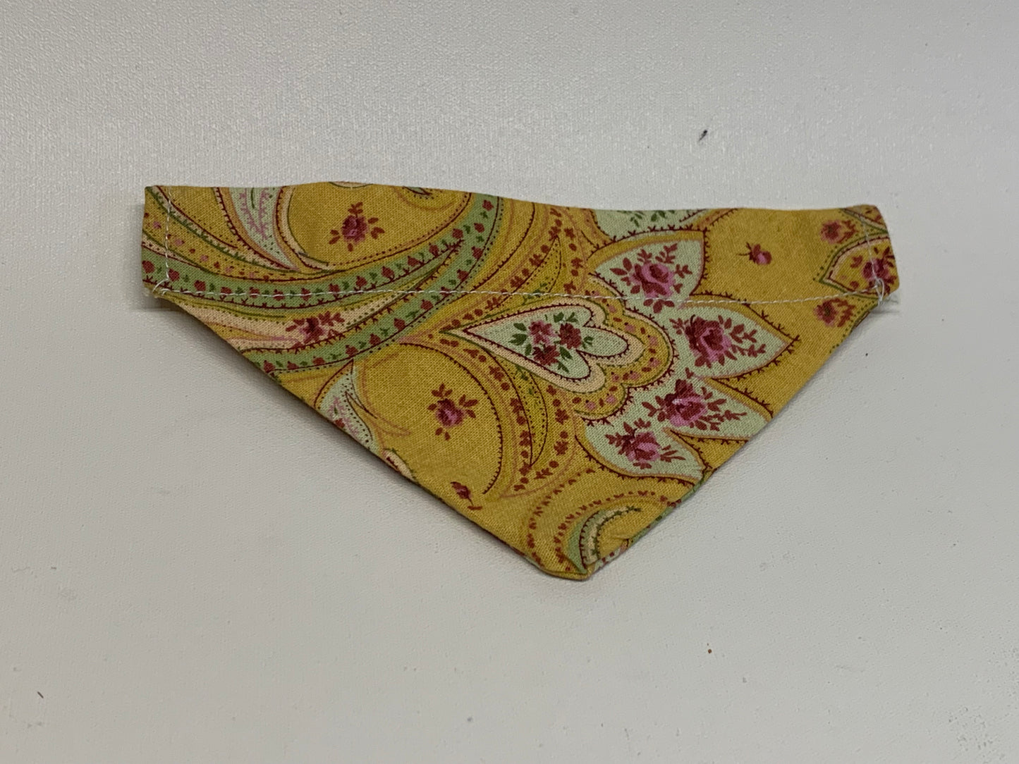 Dog Bandana  - Yellow paisley -  for 1/2  inch collar