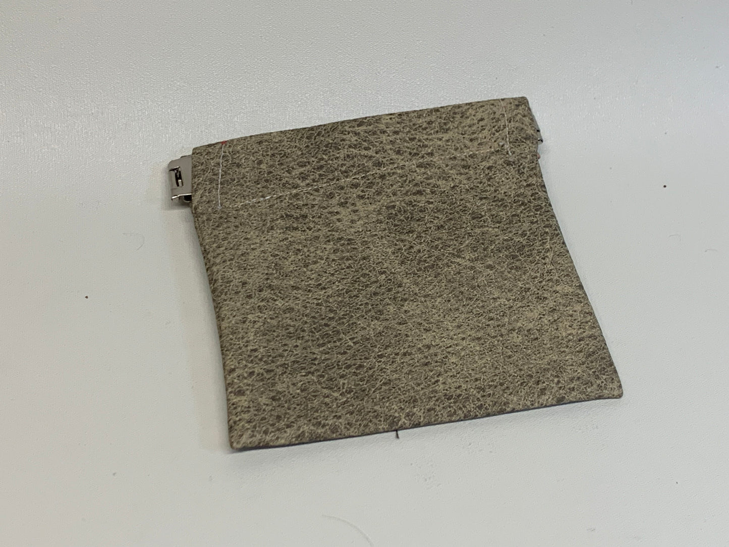 Unlined Pouch with Flex Frame Closure -  Tan vinyl -  4.25" x 4.25"