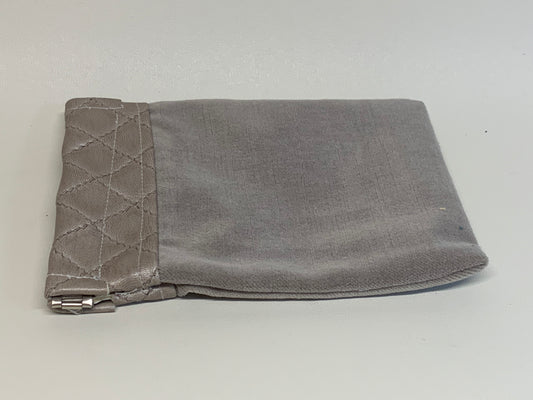 Unlined Pouch with Flex Frame Closure - - Gold vinyl top and tan velour fabric bottom  - 4.5" x 6.5"