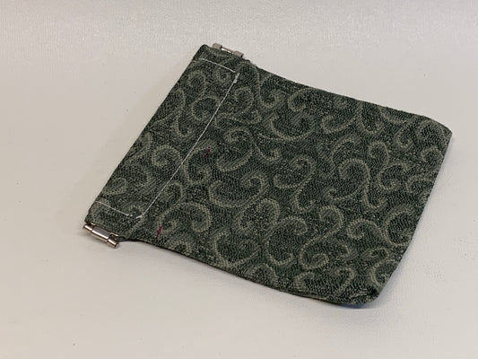 Unlined Pouch with Flex Frame Closure -  Green geometric fabric - 4.5" x 4.5"
