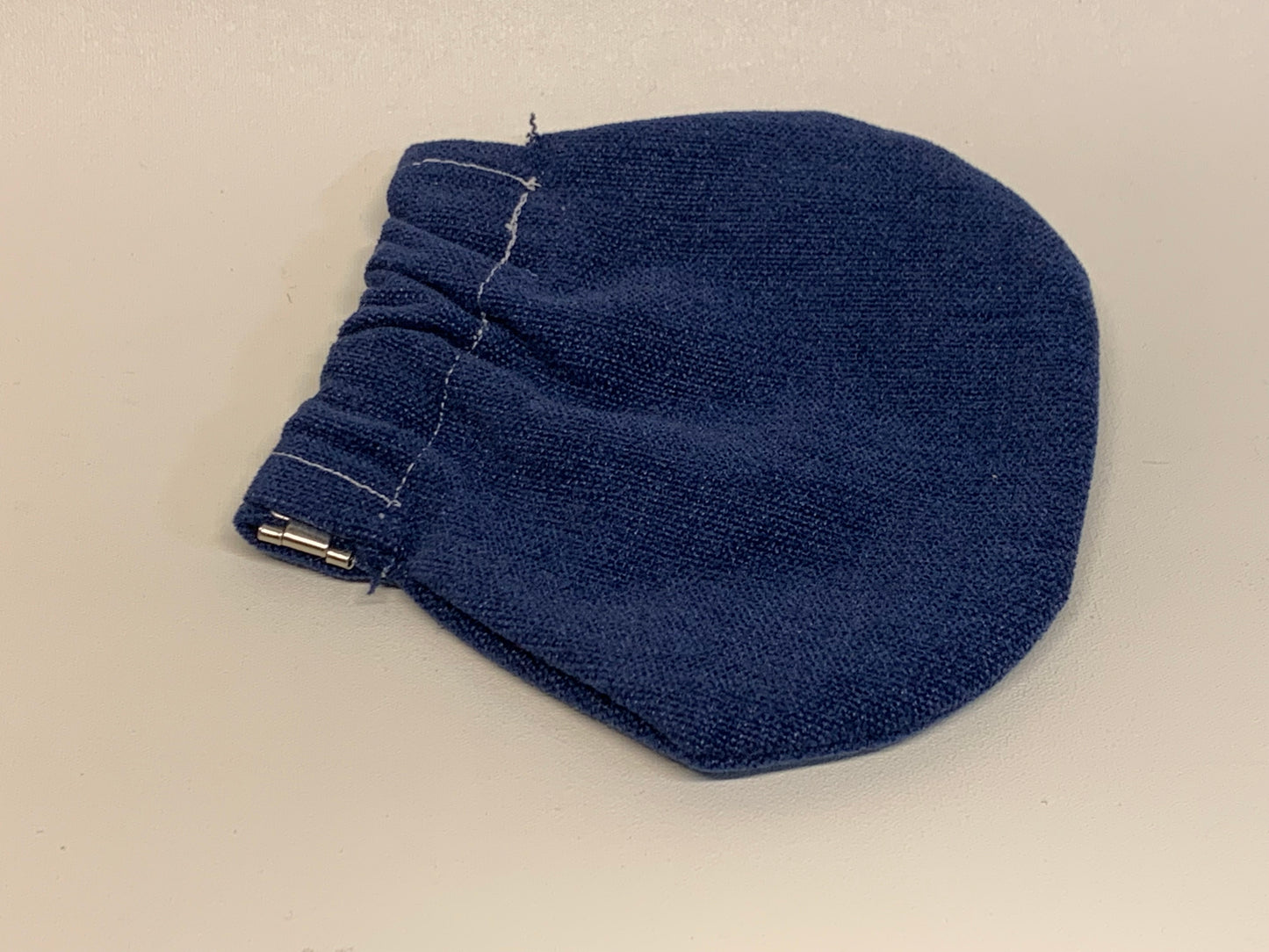 Unlined Pouch with Flex Frame Closure - Blue velour fabric -  Round shape  5.5" x 5"