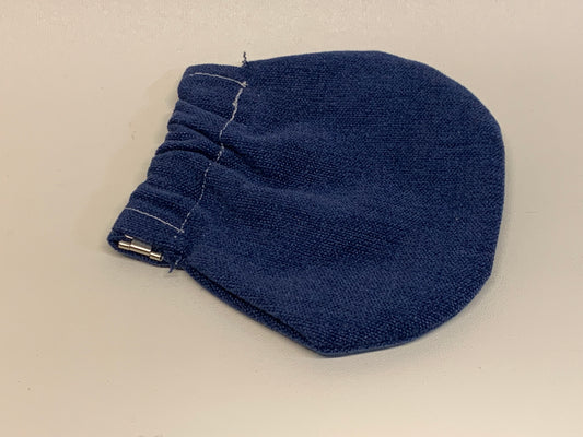 Unlined Pouch with Flex Frame Closure - Blue velour fabric -  Round shape  5.5" x 5"
