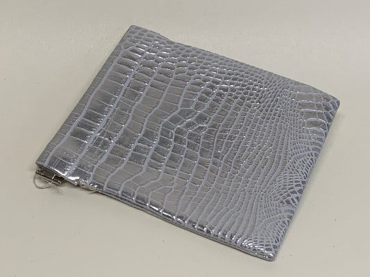 Unlined Pouch with Flex Frame Closure -  Silver vinyl -  4.5" x 5.5"