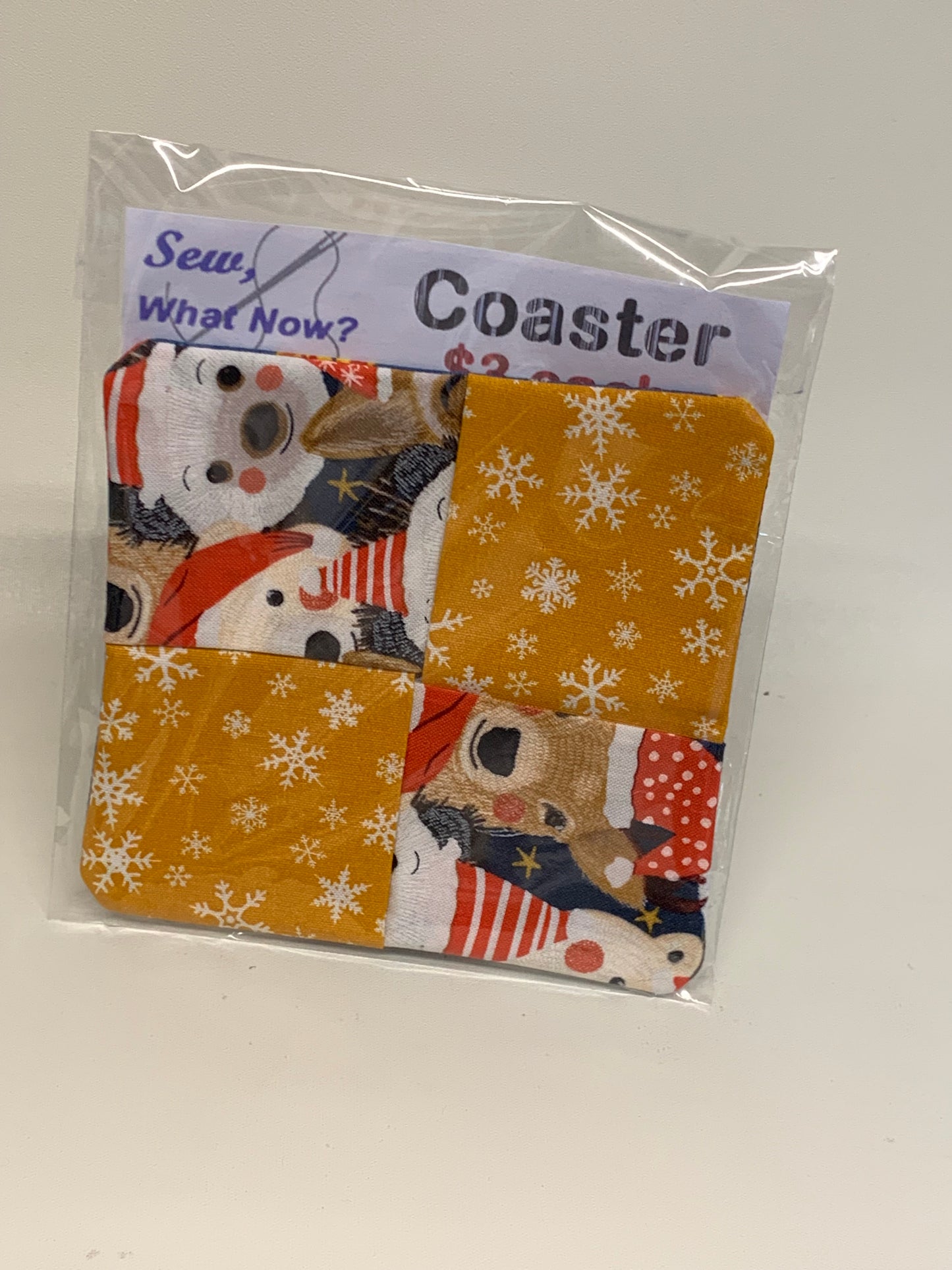 Coaster - Yellow with snow and reindeer