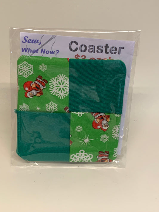 Coaster - Green with Santa