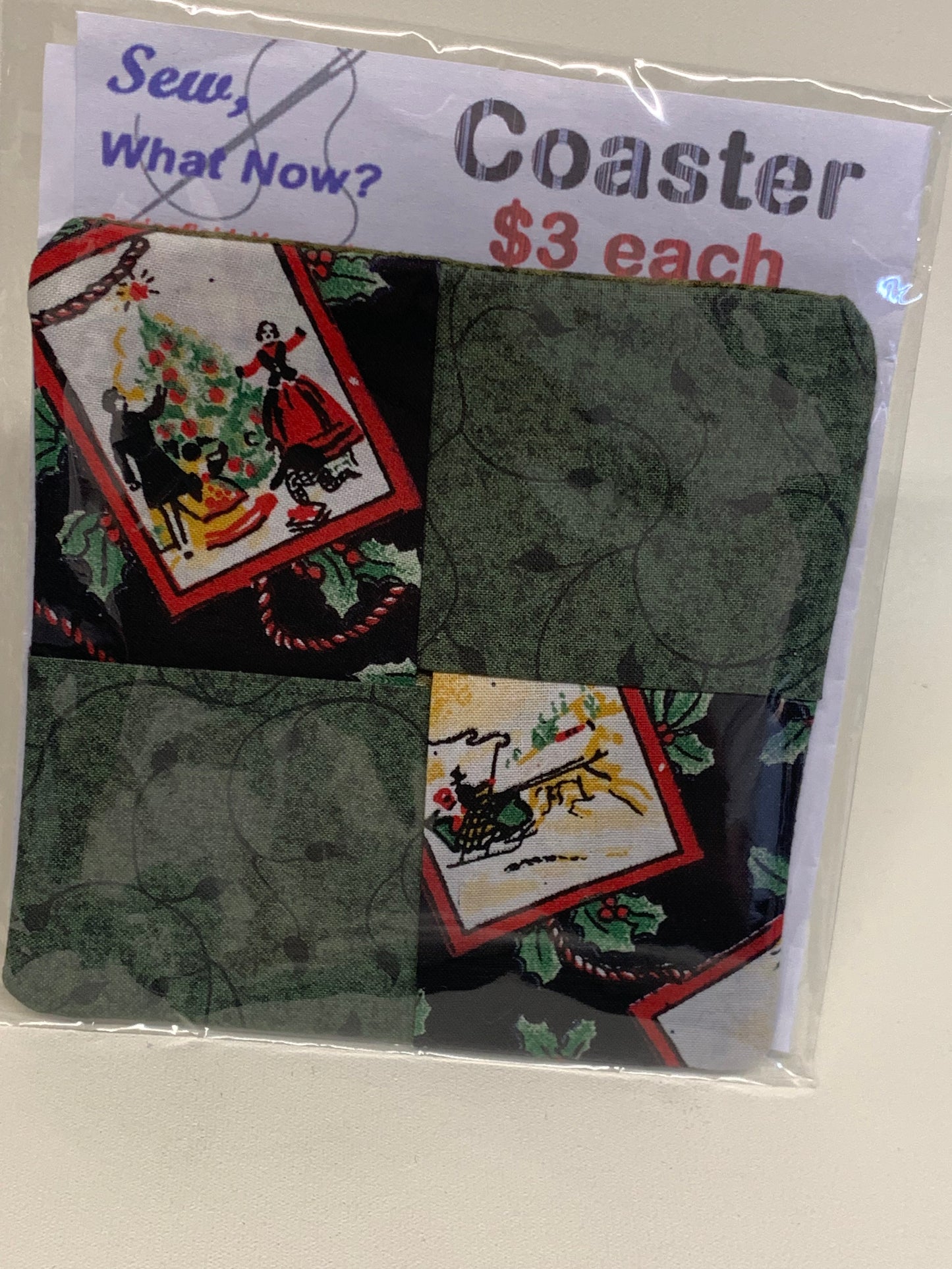 Coaster - Black and Green XMas