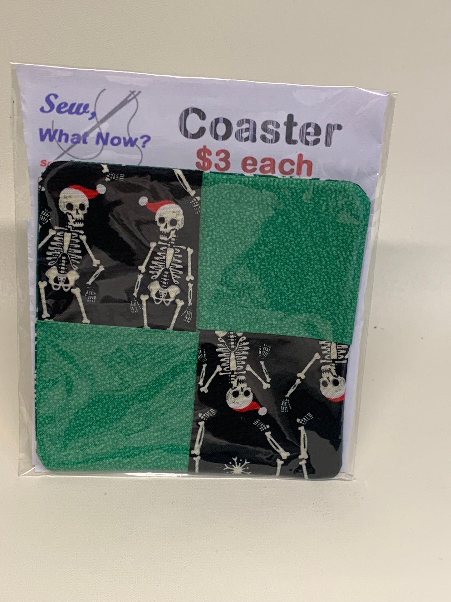 Coaster - Black and Green with Skeletons