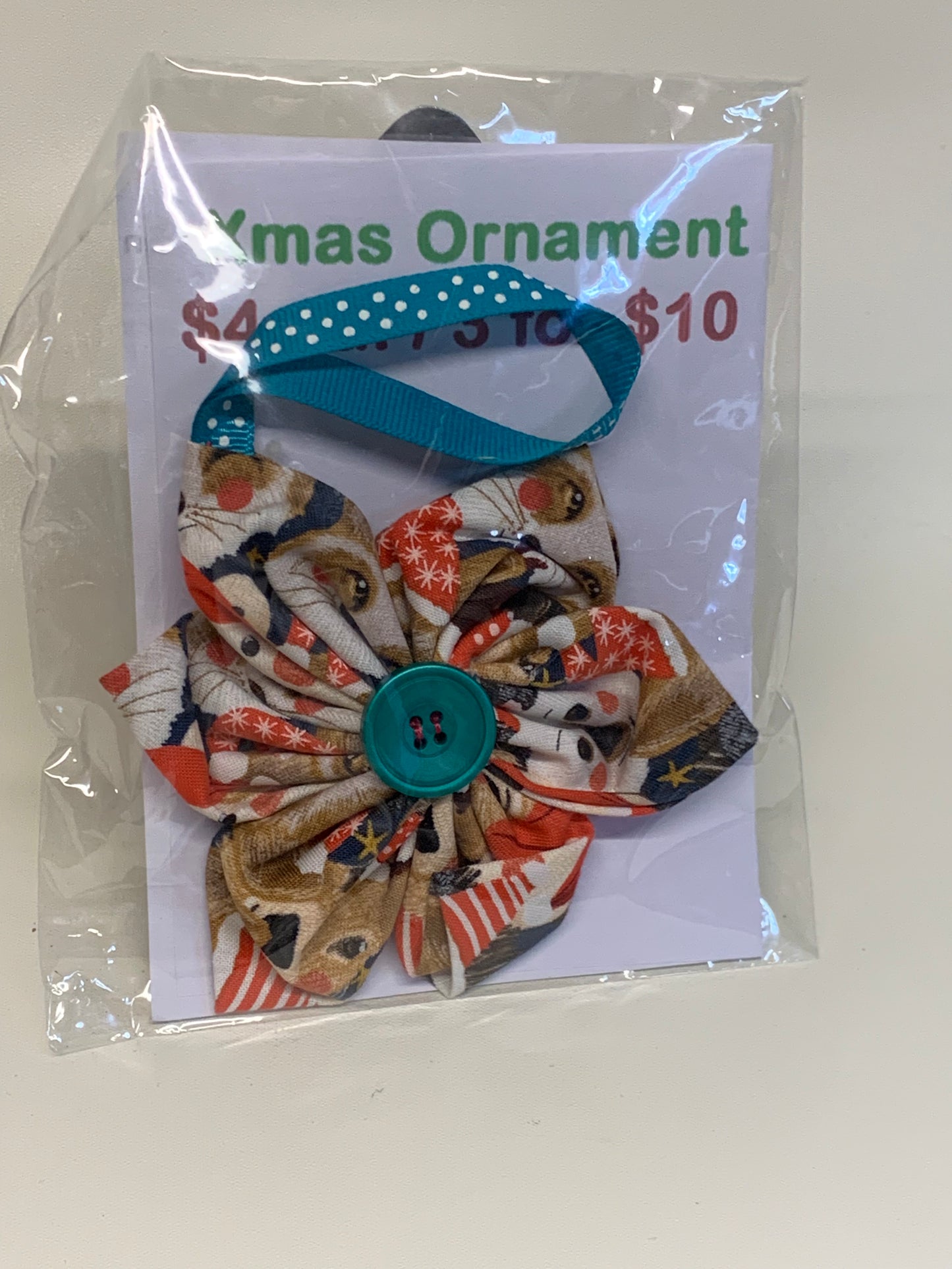 Christmas  Ornament -  Brown/Tan/Red - approx. 4.5" Tall
