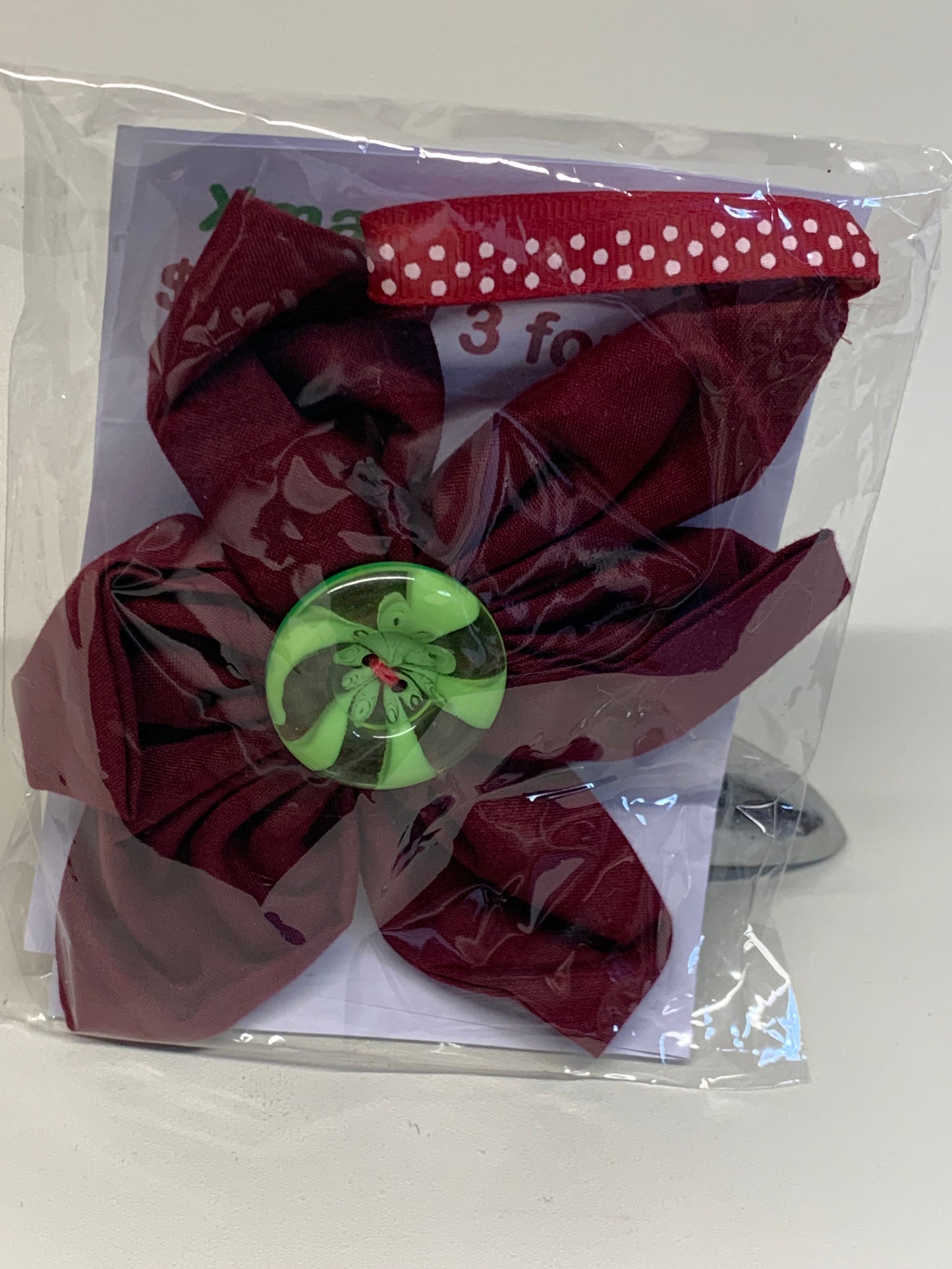 Christmas  Ornament -  Maroon and green- approx. 5.5" Tall